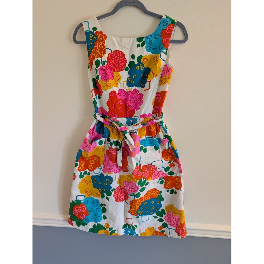 Vintage Malia Honolulu Floral Wrap Dress Sleeveless Psychedelic Mod Hawaiian 60s